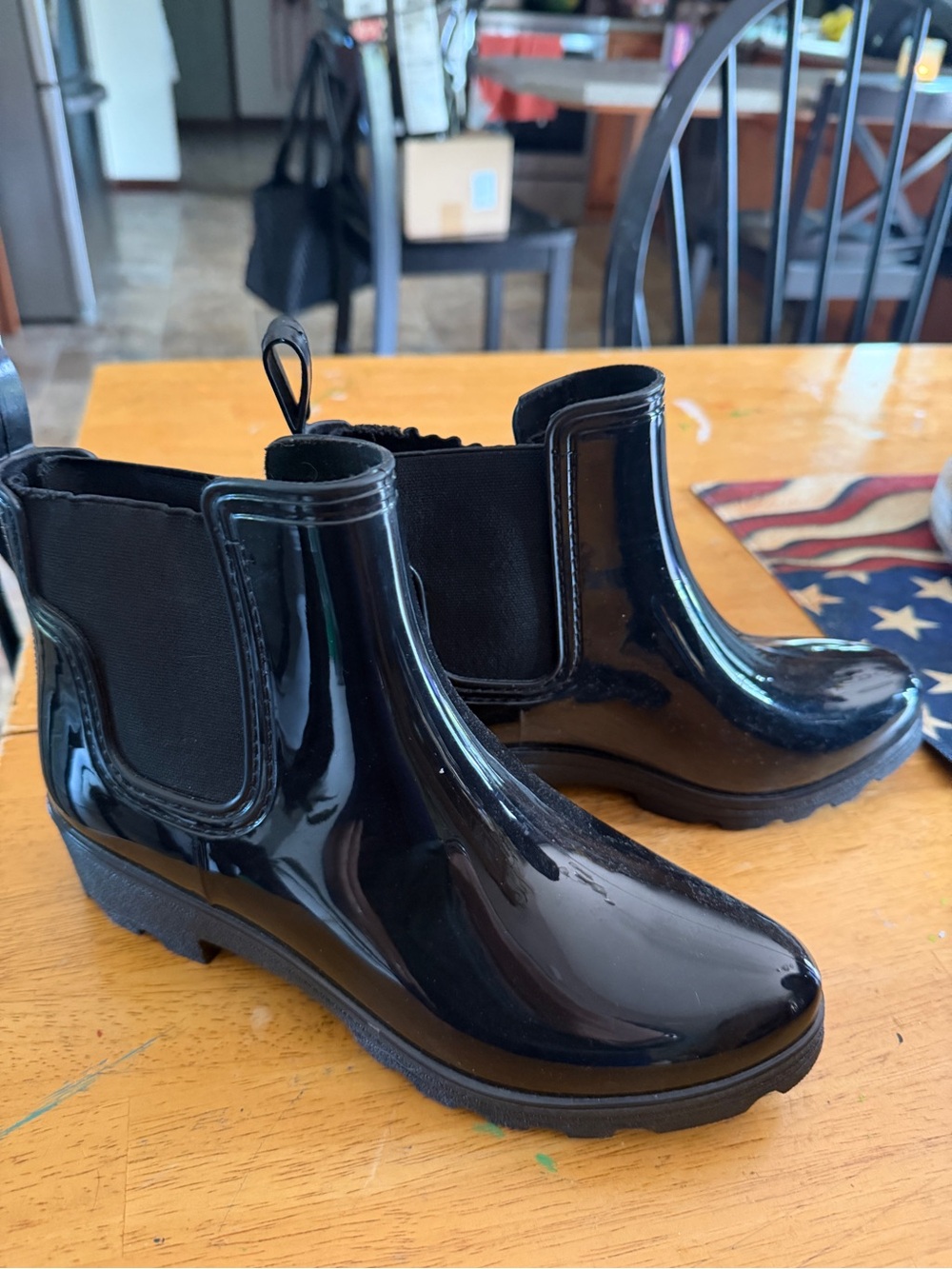 Capelli of New York Black Patent Chelsea Rain Boots